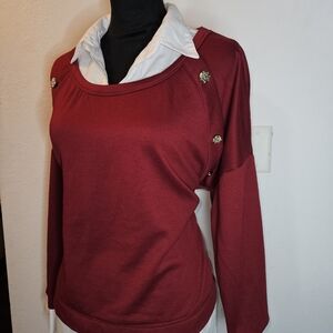 French Laundry White Shirt with Wine Inner Trim